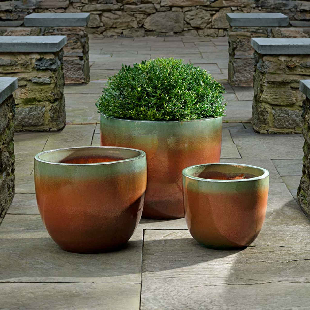 6394 25903 Rafi Planter Pacifica Glazed Falling Green Sierra