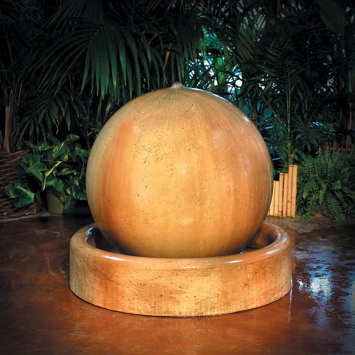 Ball And Ring Fountain Material Gfrc Finish Desert Rose ball and ring fountain landscape decor garden decor fountains