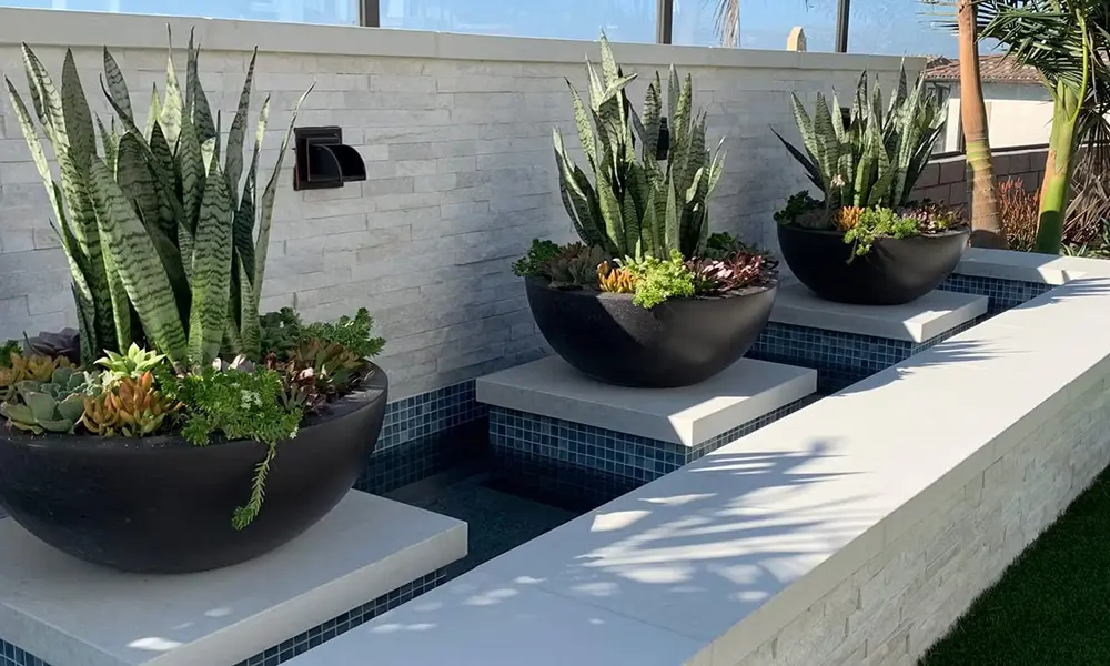 Low Bowl Planter on Street GFRC