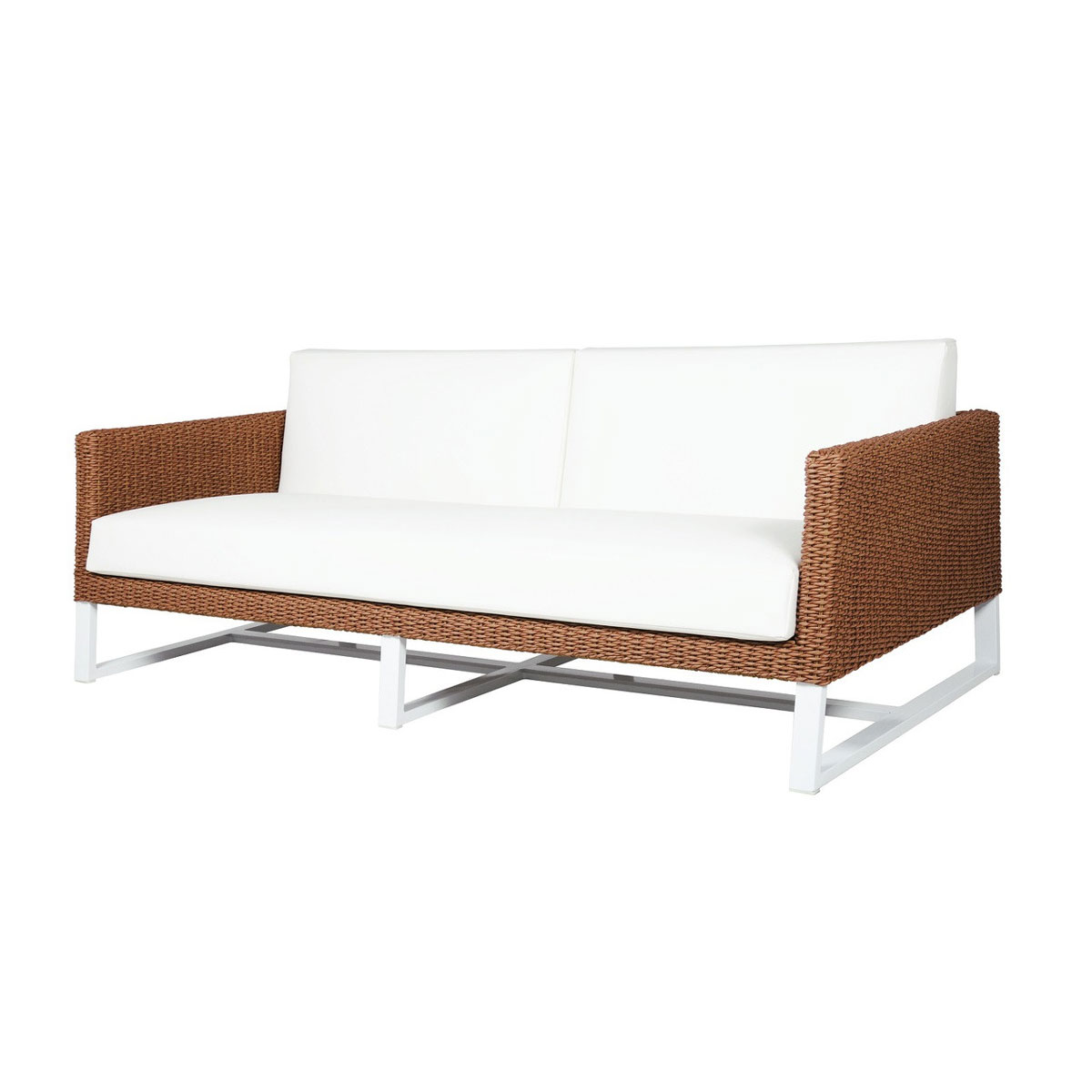 Baia 2 Seater Sofa Wicker (light), Sunbrella Canvas (white), Aluminum