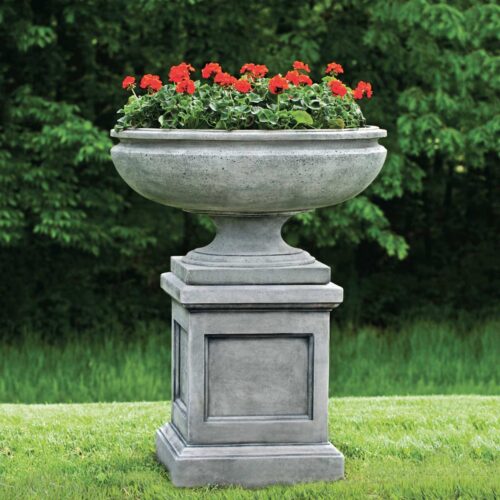 St Louis Planter With Optional St Louis Pedestal (cast Stone In Alpine Stone Finish)