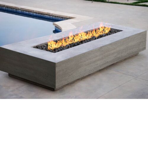 Tavola Vi Fire Table (gfrc In Pewter With Lava Rock)