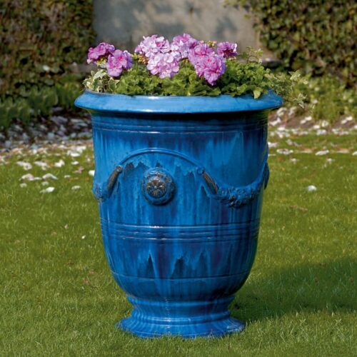 Anduze Urn (terracotta In Riviera Blue Glaze) contemporary, terracotta, terra cotta, garden, planter