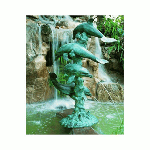 Dolphin Family Brass Fountain dolphin family fountain brass fountains lost wax