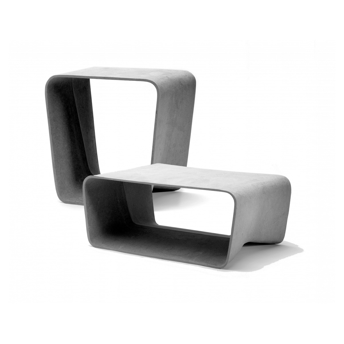 Ecal Stool And Low Table (fiber Cement In Gray Finish)