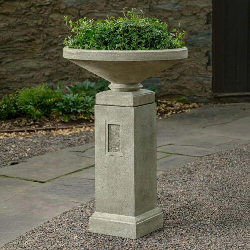 Gimlet Urn with Pedestal (Cast Stone in Greystone)