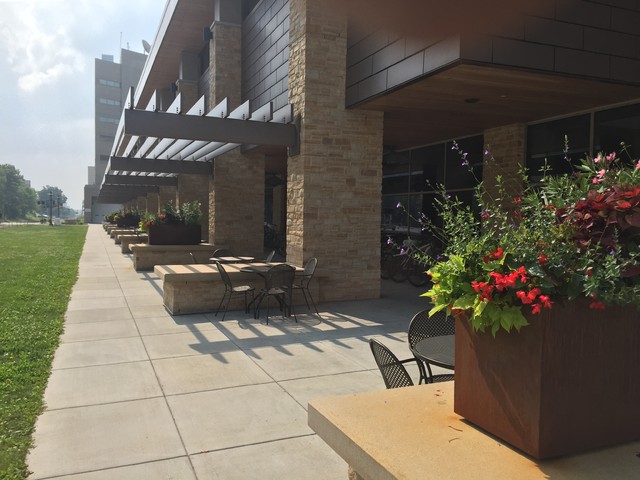 Custom Corten planters at University of Wisconsin