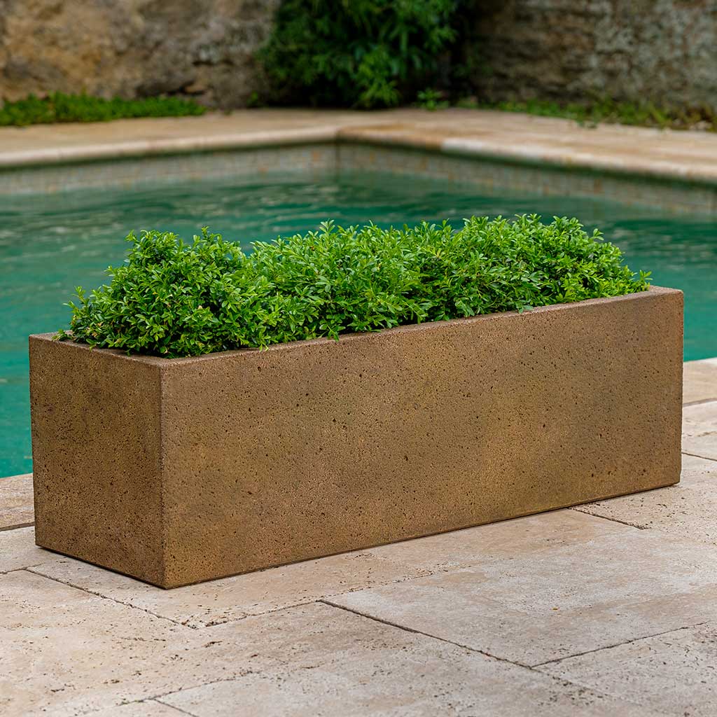 Textured Trough Planter (cast Stone In Aged Limestone) box planter, cast stone