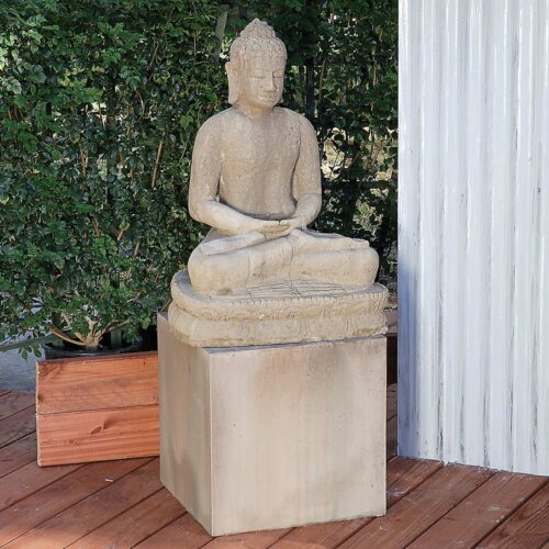 Sitting Buddha Statue (shown On A Pedestal) Material: Gfrc Finish: Sierra sitting buddha statue garden decor garden statuary